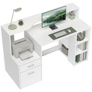 Scrivania per computer con cassetti e ripiani ¨C Xylo ¨C bianco 137x55x92cm