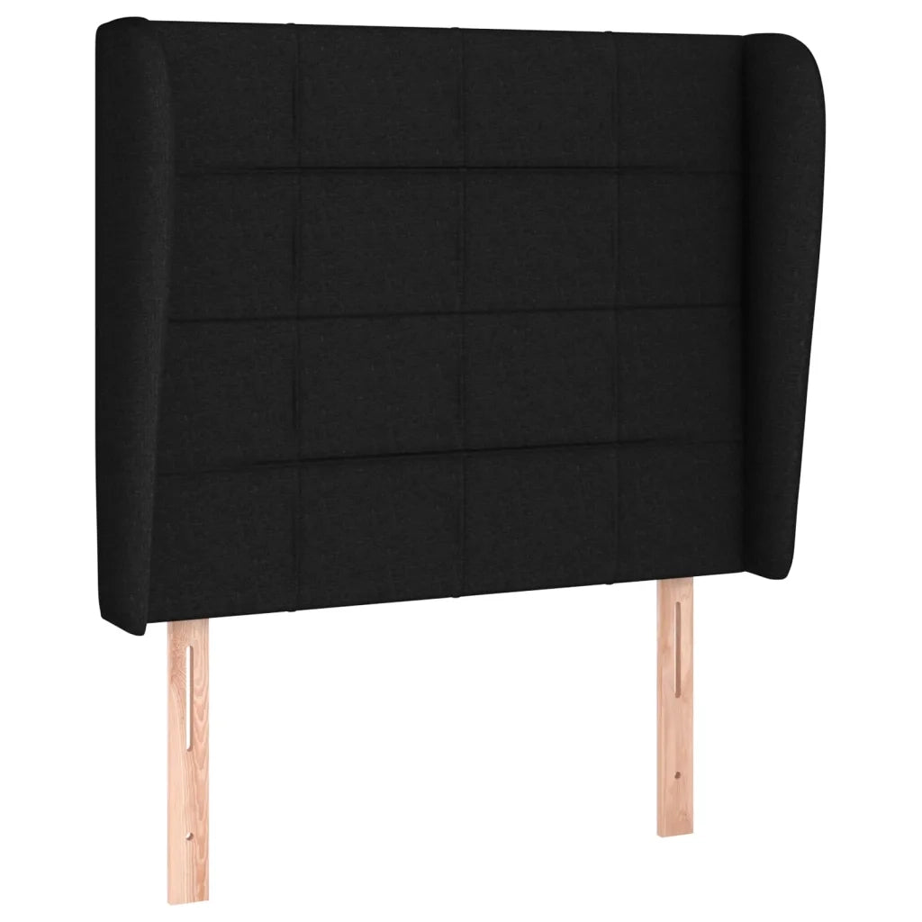 Testiera | Testata ad Orecchio Nera 93x23x118/128 cm in Tessuto