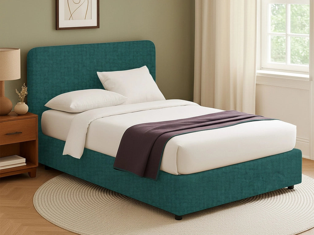 Slough, Letto Singolo Sfoderabile Made in Italy, Verde Petrolio