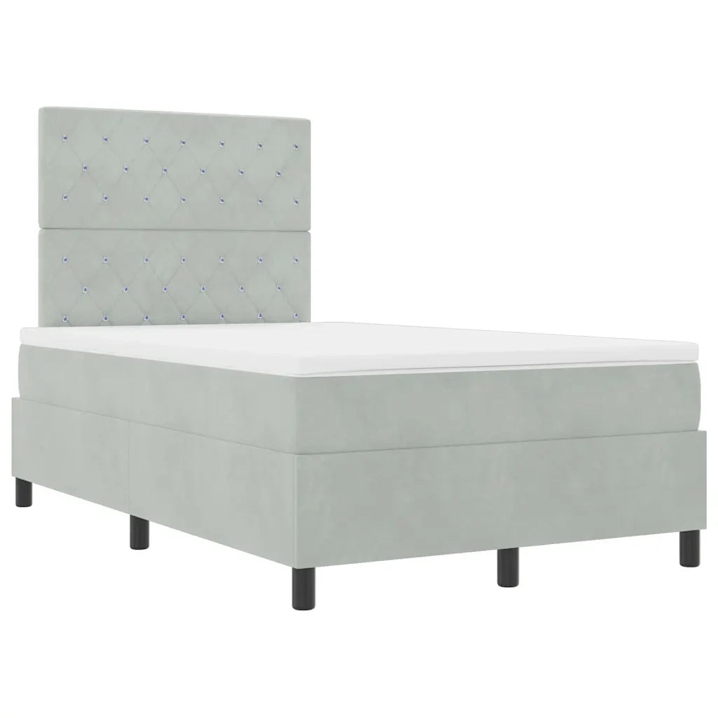 Letto a molle con materasso Grigio chiaro 120 x 200 cm Velluto 3339758