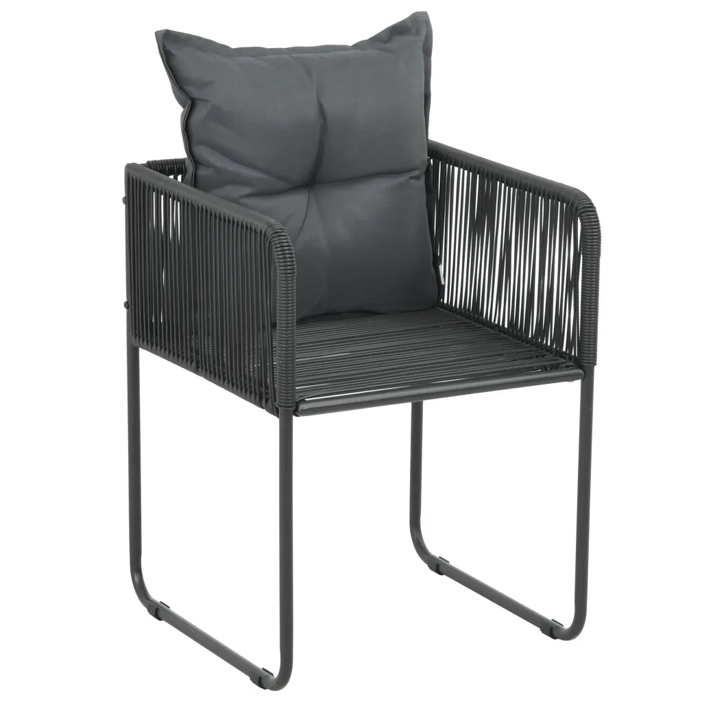 Set da Pranzo da Giardino 5 pz in Rattan PVC Nero