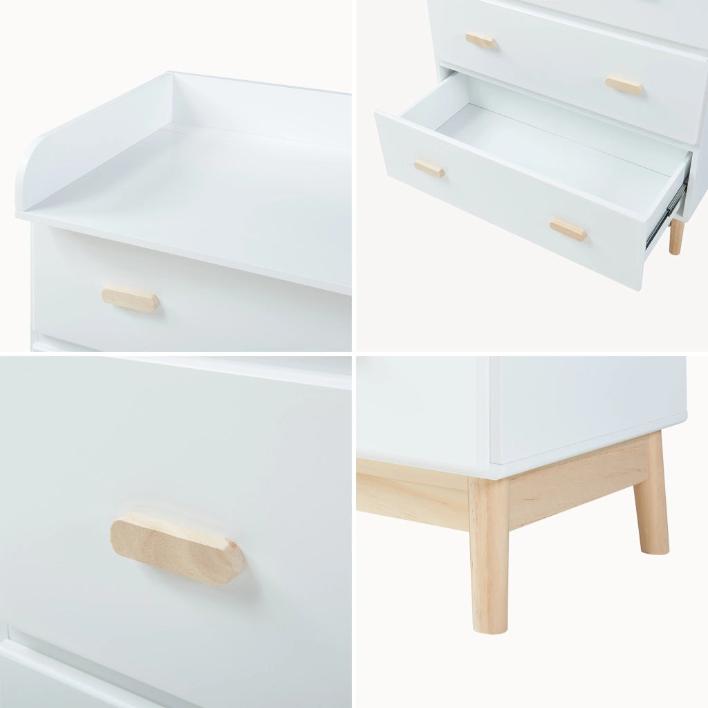 Cassettiera Sarievn con 3 Cassetti e Piano Fasciatoio Rimovibile 100 x 80 x 53 cm - Bianco [en.casa]