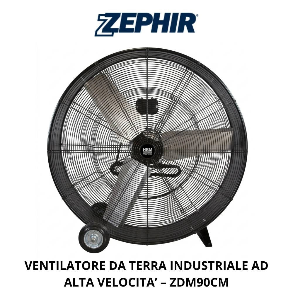 Ventilatore da terra industriale zephir zdm90cm potente e versatile