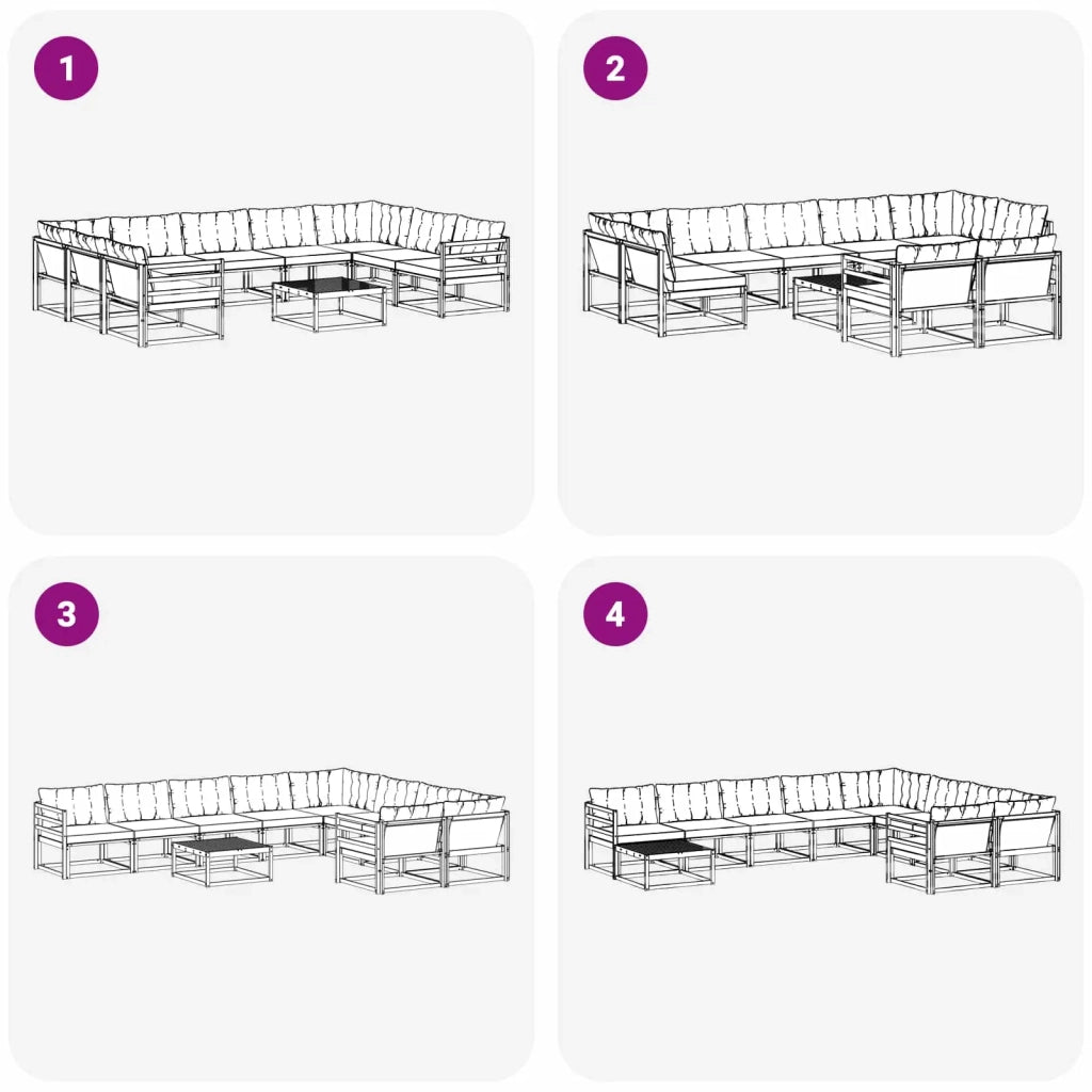 Set di divani da esterno con cuscino 10 pcs Bianco e Nero 3389082