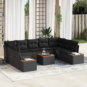 Set Divano da Giardino con cuscino 5 pcs Nero Polyrattan
