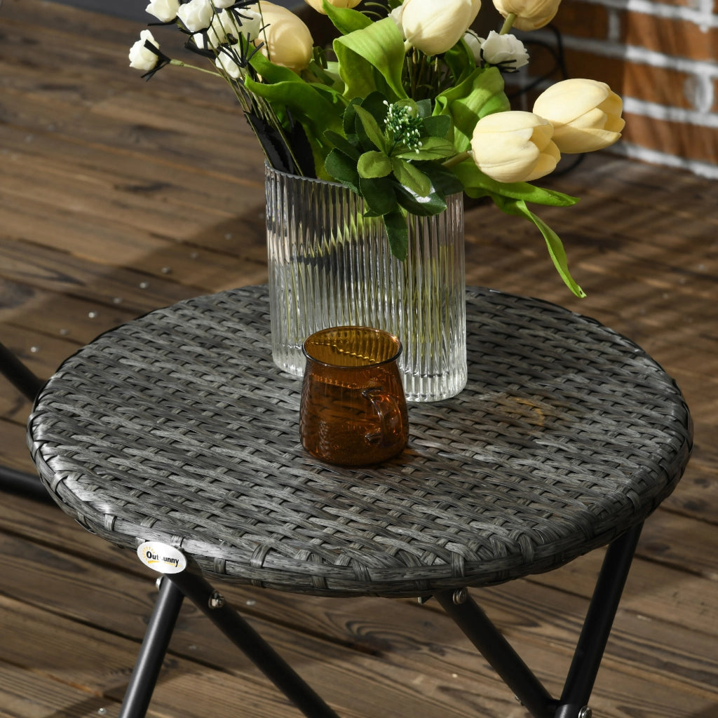 Set Tavolo e Sedie da Giardino ¨C zephmum ¨C Grigio, Polyrattan, Pieghevole