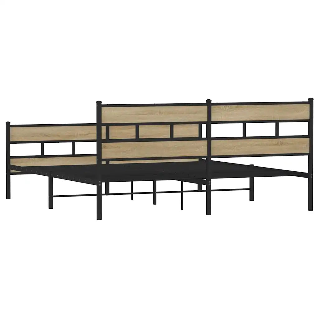 Letto matrimoniale | Letto per adulti | Giroletto senza Materaso in Metallo Rovere Sonoma 180x200 cm