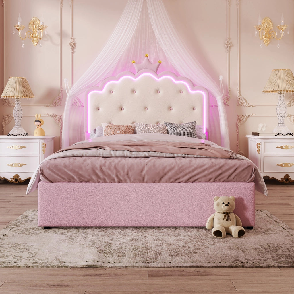 letto imbottito pu rosa 140 x 200 cm
