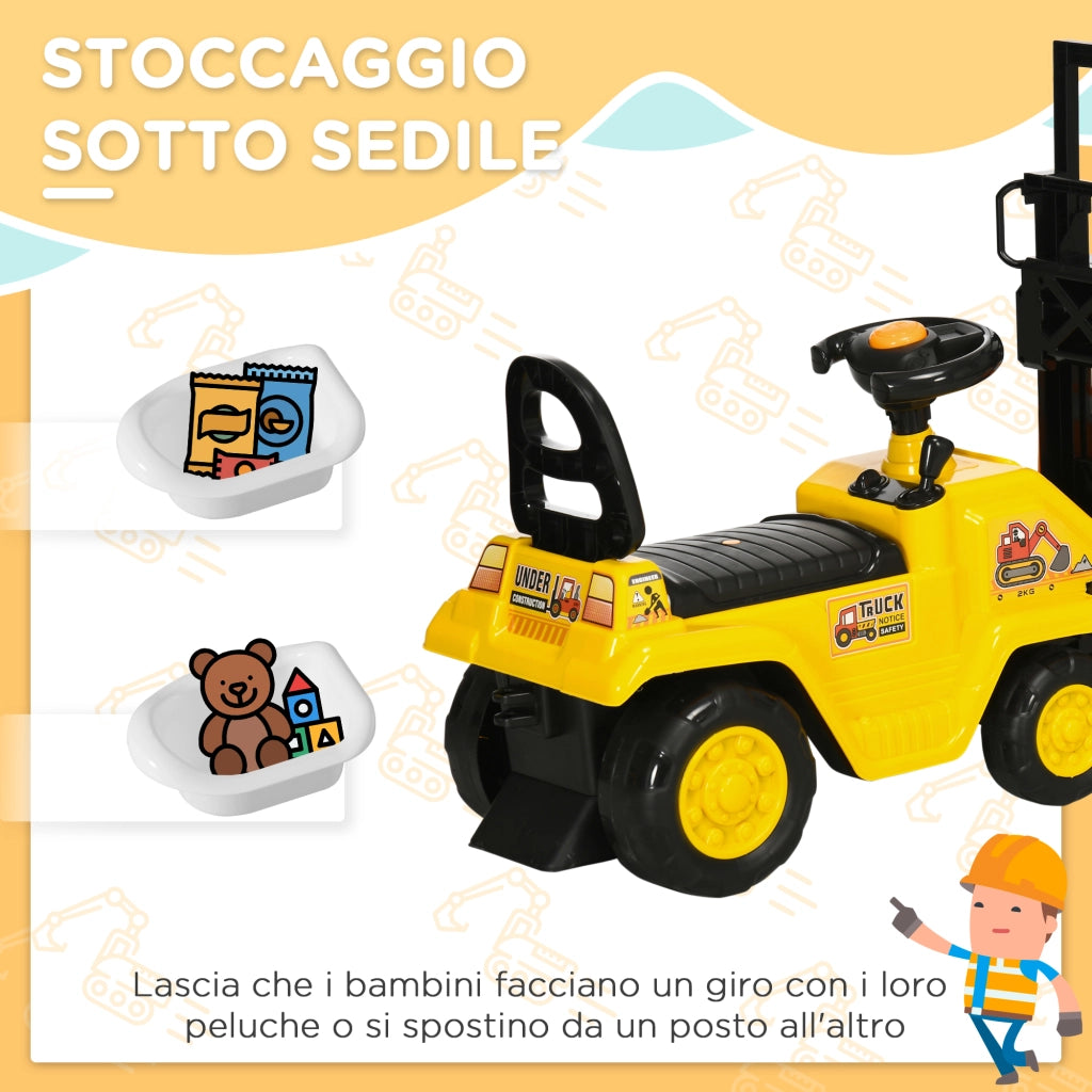 Trattore a Pedali per Bambini 3-4 Anni ¨C Xylo ¨C Giallo e Nero con Muletto 86x27.5x47.5 cm