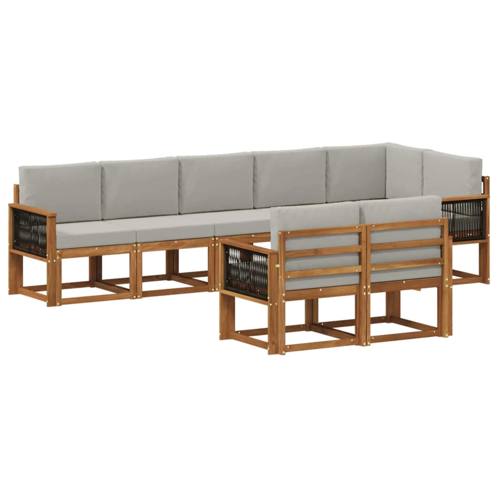 Set di divani da esterno 8 pcs Naturale e Grigio Chiaro 3385312