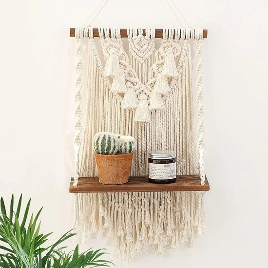 Decorazione per parete bohemien, 2 strati, legno lavorato a mano, ripiano sovrapposto, decorazione per parete, pannello bohemien per balcone, bagno, salotto (uno strato)