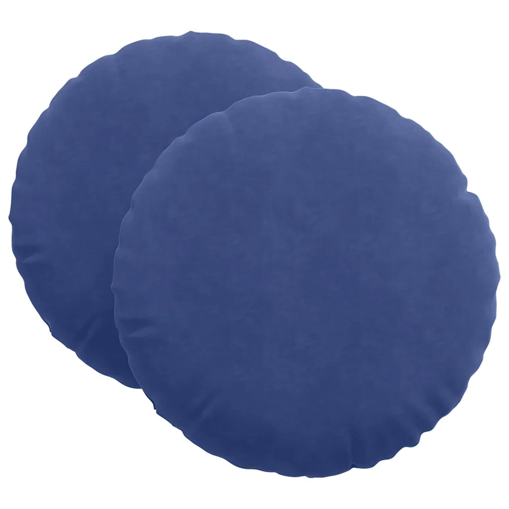 Cuscini per Seduta 2 pcs Blu Polizia Ø 40 x 13 cm Velluto 42014259