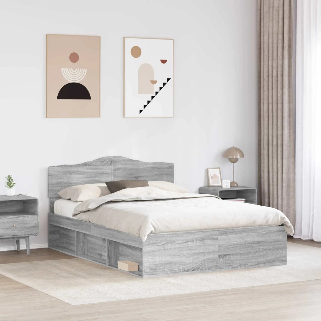 Struttura del letto-Giroletto Grigio Sonoma 140 x 190 cm Pino massello 350150