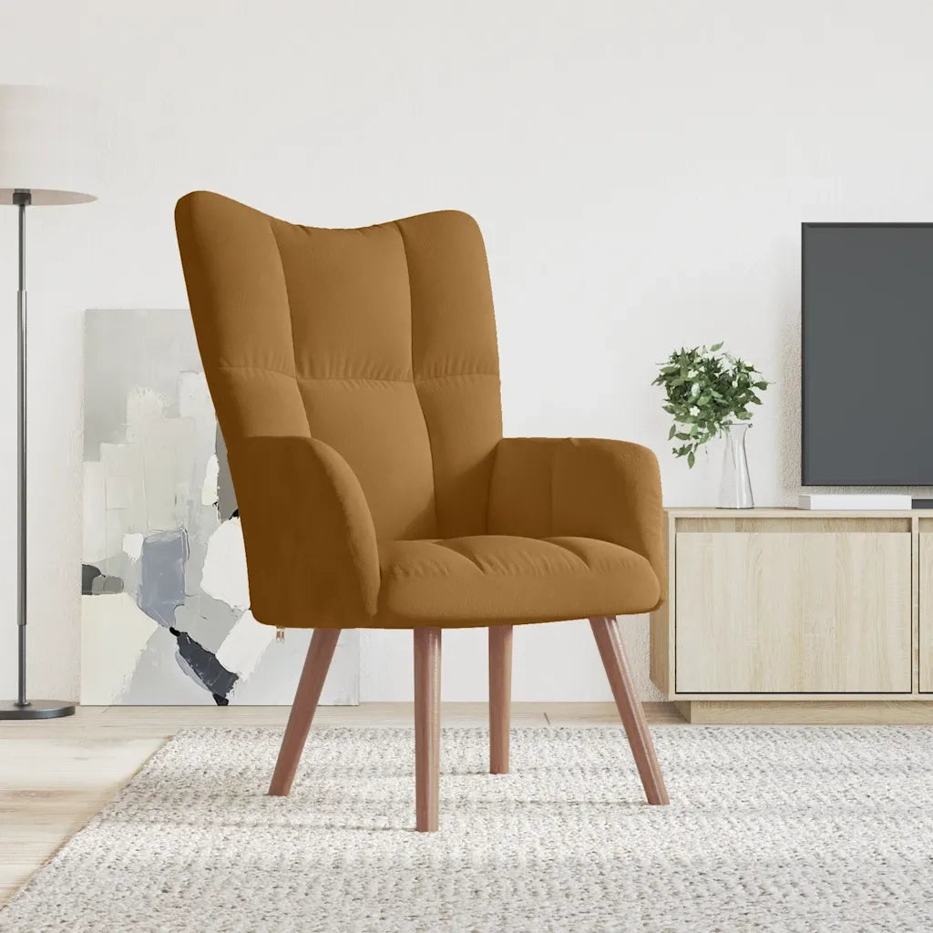 Poltrona | Sedia Relax Marrone in Velluto