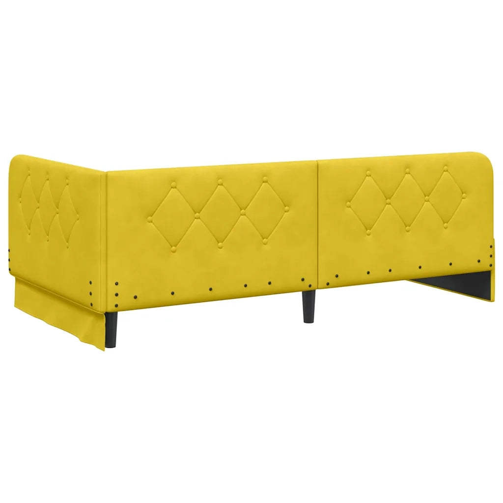 Cornice del letto ad angolo Giallo 100 x 200 cm Velluto 42016549