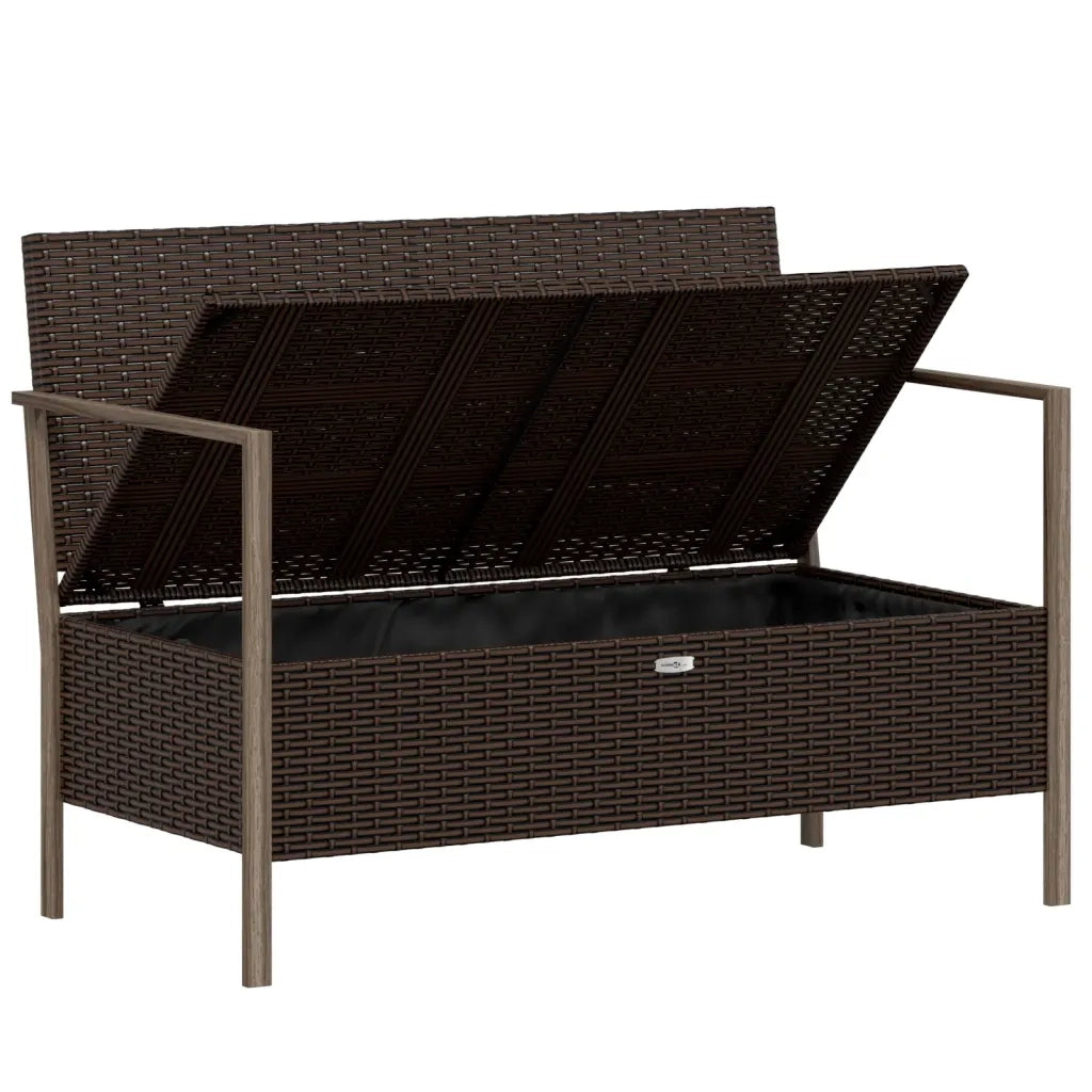 Panchina da Giardino | Panca da Giardino a 2 Posti con Cuscini in Polyrattan Marrone