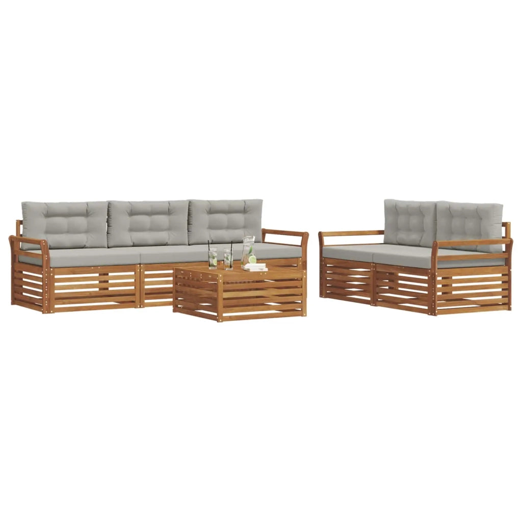 Set di divani da esterno 6 pcs Grigio Naturale e Chiaro 3373021