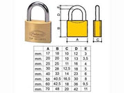 LUCCHETTO OTTONE ARCO NORMALE 2700- - mm.50 KA (2750KA) - 12 pezzi POTENT