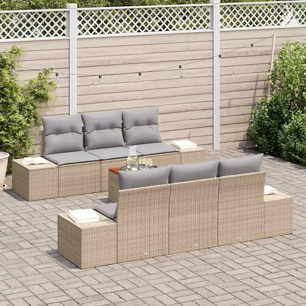 Set Divano da Giardino 7 pcs Beige e Grigio Chiaro polyrattan 3356572