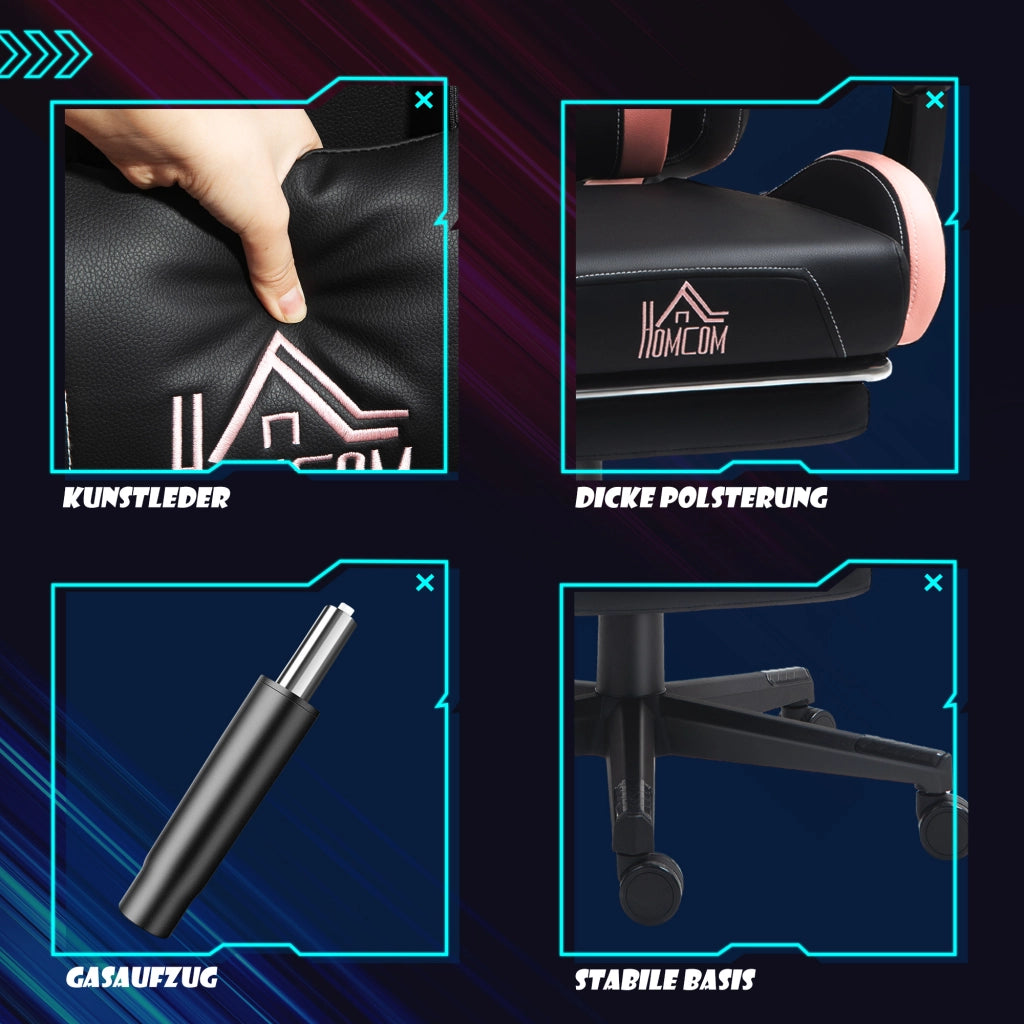 Poltrona da gaming con orecchie da gatto ¨C Minimal ¨C rosa/nera