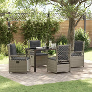 Set da Pranzo per Giardino 5 pcs Grigio chiaro polyrattan
