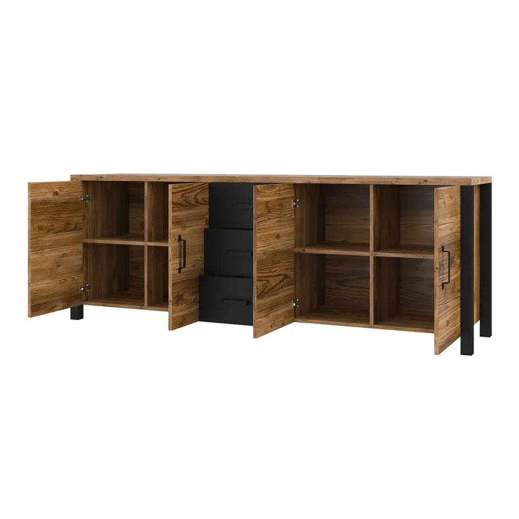Buffet DARWIN – 220 cm in abete e nero opaco
