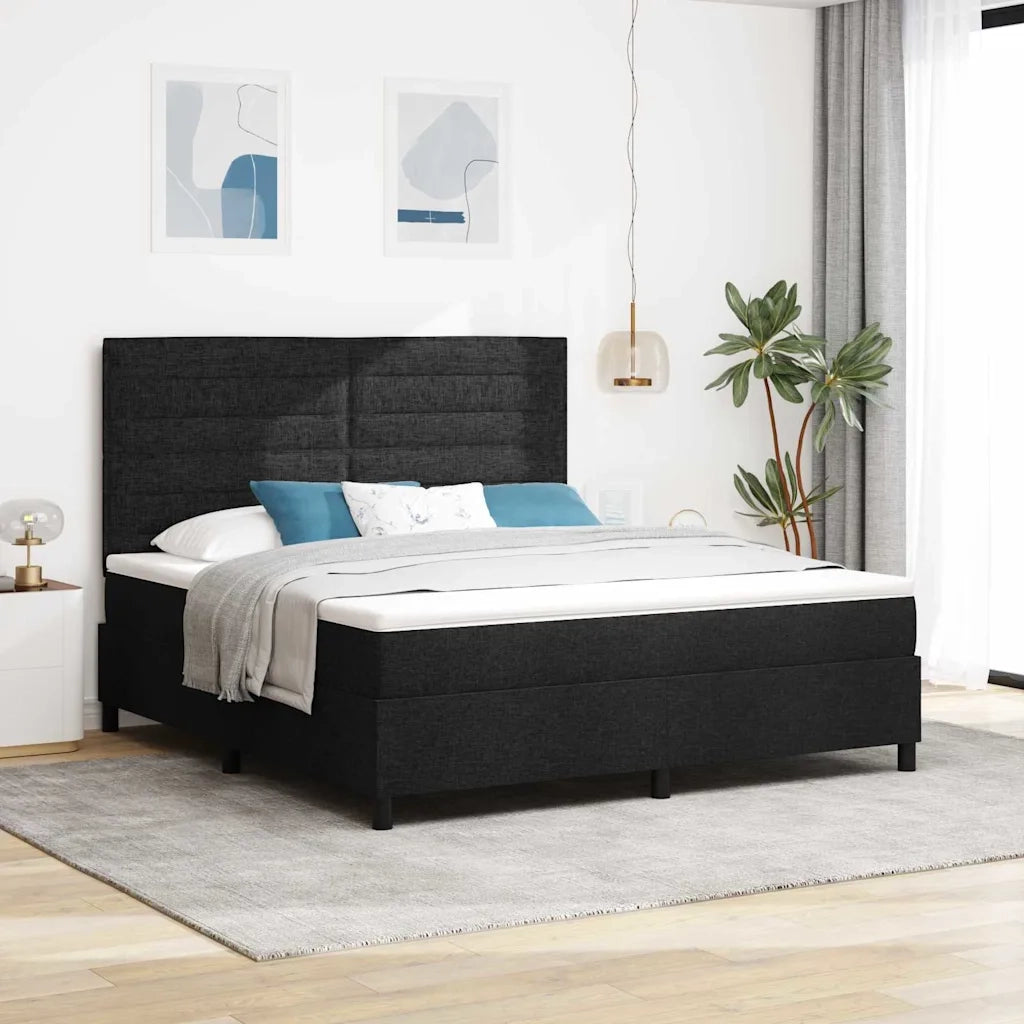 Letto a molle con materasso con led Nero 180 x 200 cm Tessuto 3342811