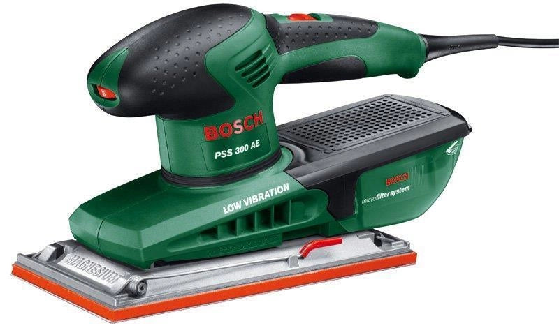 Bosch 0603340300 PSS 300 AE Levigatrice Orbitale 250 W Regolazione Elettronica 14000-24000 oscillazioni-min Microfilter colore Verde