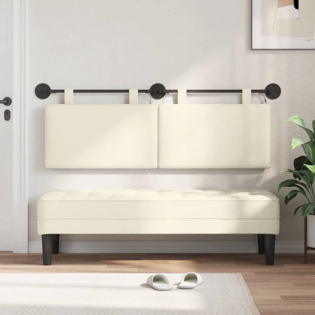 Testiera | Testata sospesa Con luce LED Crema Tessuto in Cords