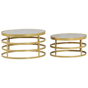 Set Tavolini da Salotto 2 pz Marmo Ottone e Bianco 285911
