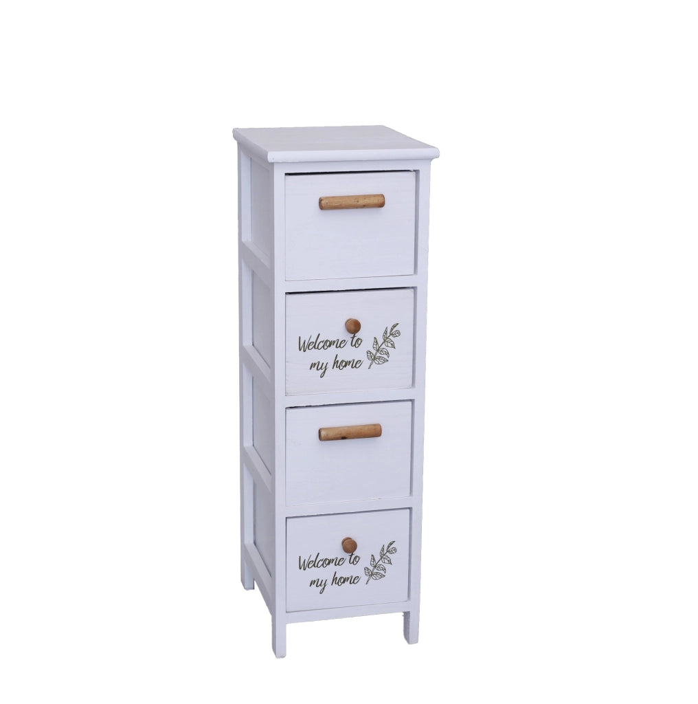 WELCOME MOBILE SLIM CON 4 CASSETTI 26X32X80 CM IN COLORE BIANCO