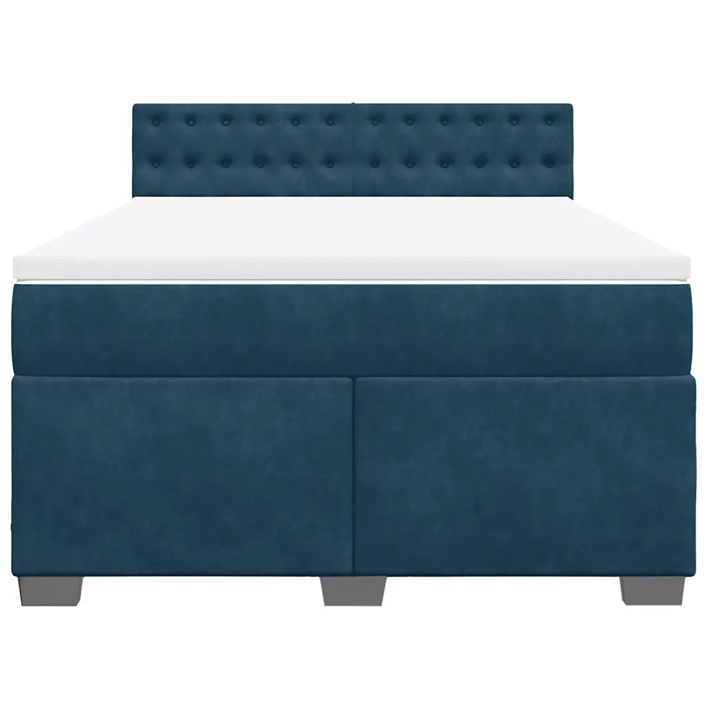 Giroletto a Molle con Materasso Blu 160x200 cm in Velluto