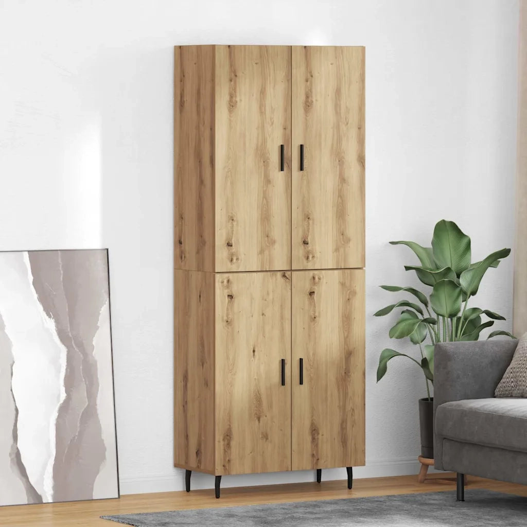 Credenza 2 pcs Rovere artigianale Legno Stratificato e Vetro 3415876