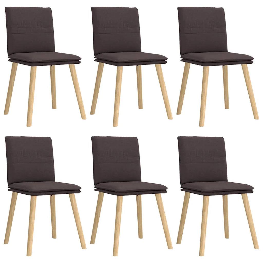 Sedie da Pranzo 6 pz Marrone Scuro in Tessuto 3315629
