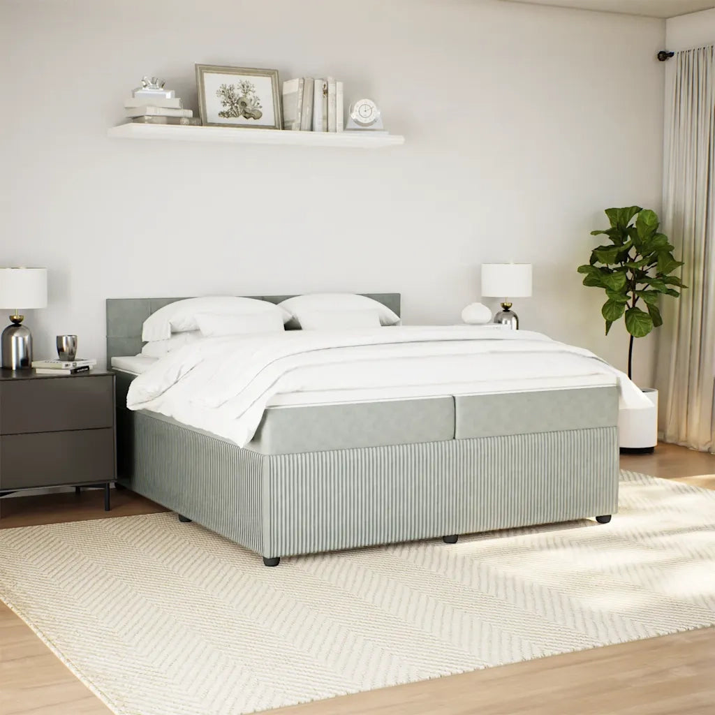 Giroletto a Molle con Materasso Grigio Chiaro 200x200cm Velluto
