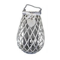 Lanterna in Vimini in Vimini Vetro cm 14x14x31 - TREV