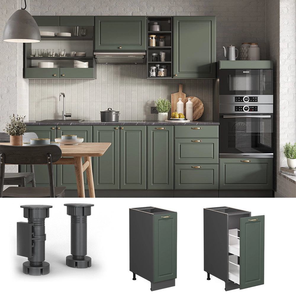 Vicco Armadio cucina dispensa alto Verde-oro Country House 30 cm senza piano di lavoro