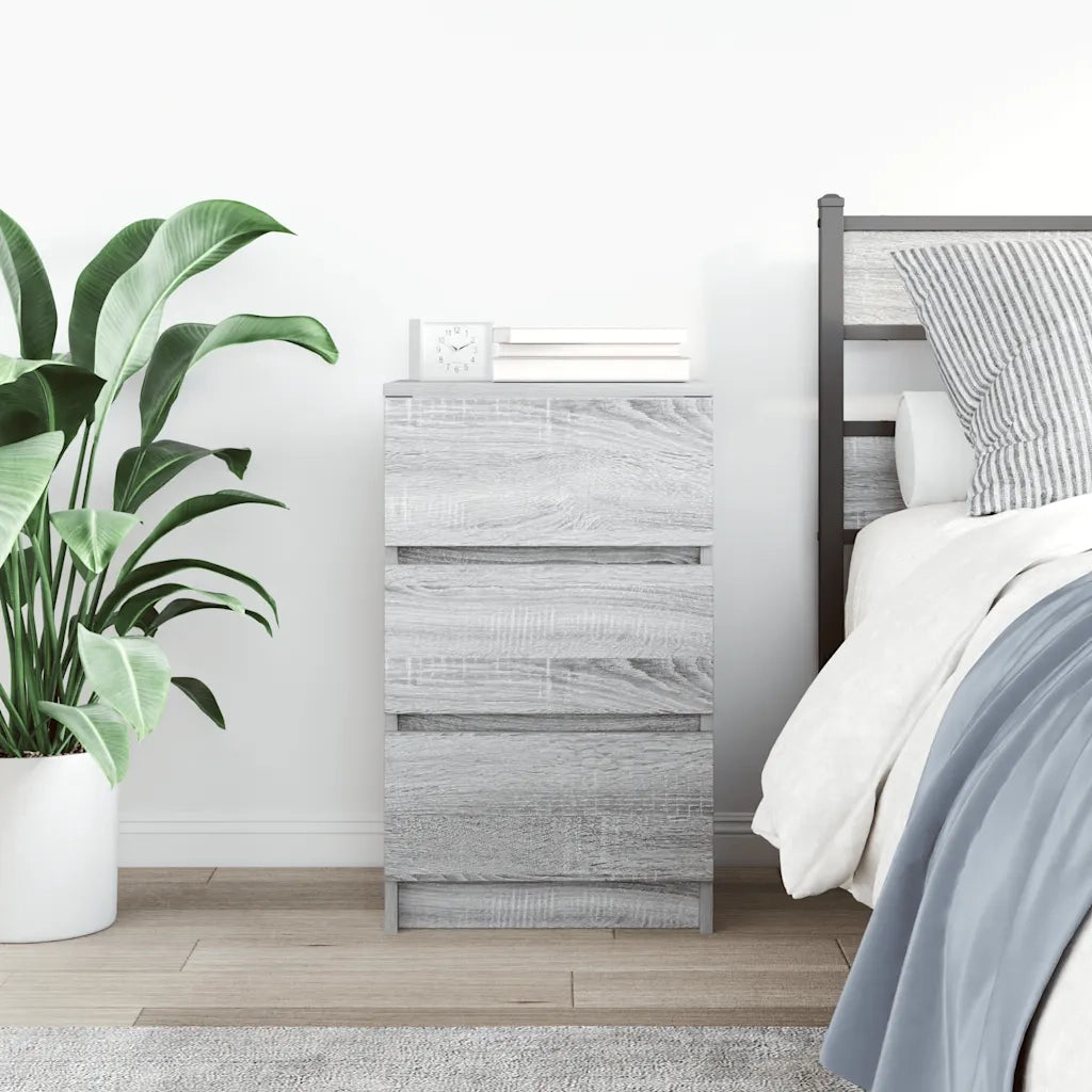 Comodino con 3 Cassetti Grigio Sonoma 39x35x65 cm 861347