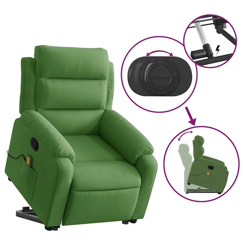 Poltrona Alzapersona Reclinabile Verde Chiaro in Velluto 3205106