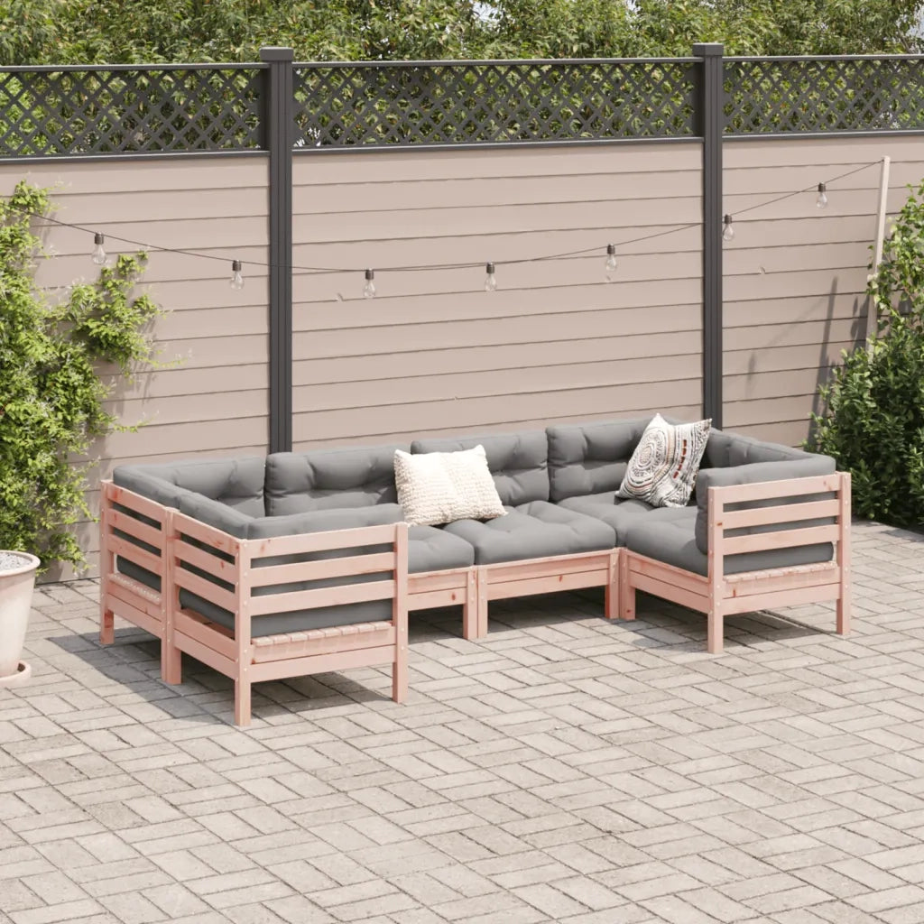 Set Divani Giardino 6 pz Cuscini Legno Massello Abete Douglas