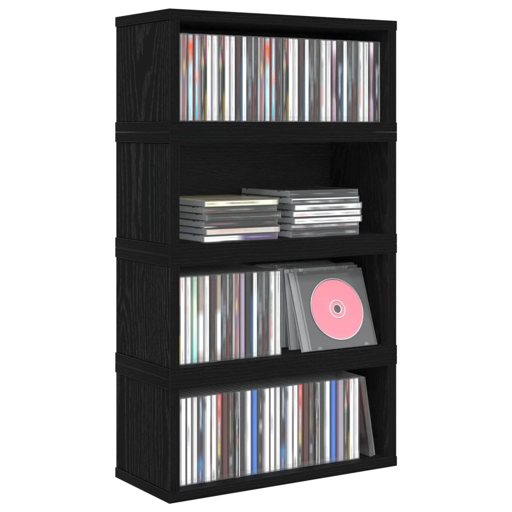 Rack per Stoccaggio CD 4 pz Rovere Nero 40 x 17 x 17 cm 8012711