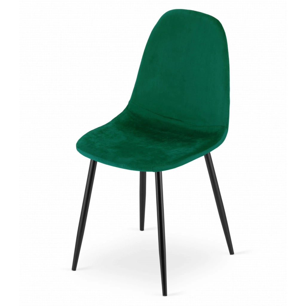 Sedia Como in velluto verde bosco con gambe nere