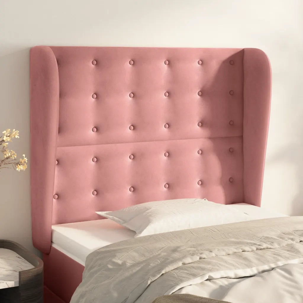 Testiera | Testata ad Orecchio Rosa 93x23x118/128 cm in Velluto