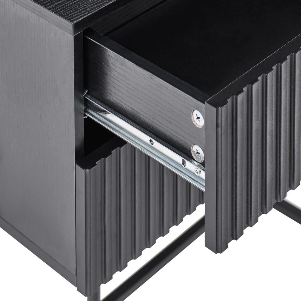 Comodino a 2 cassetti  Comodino moderno in MDF nero e oro con contenitore per camera da letto