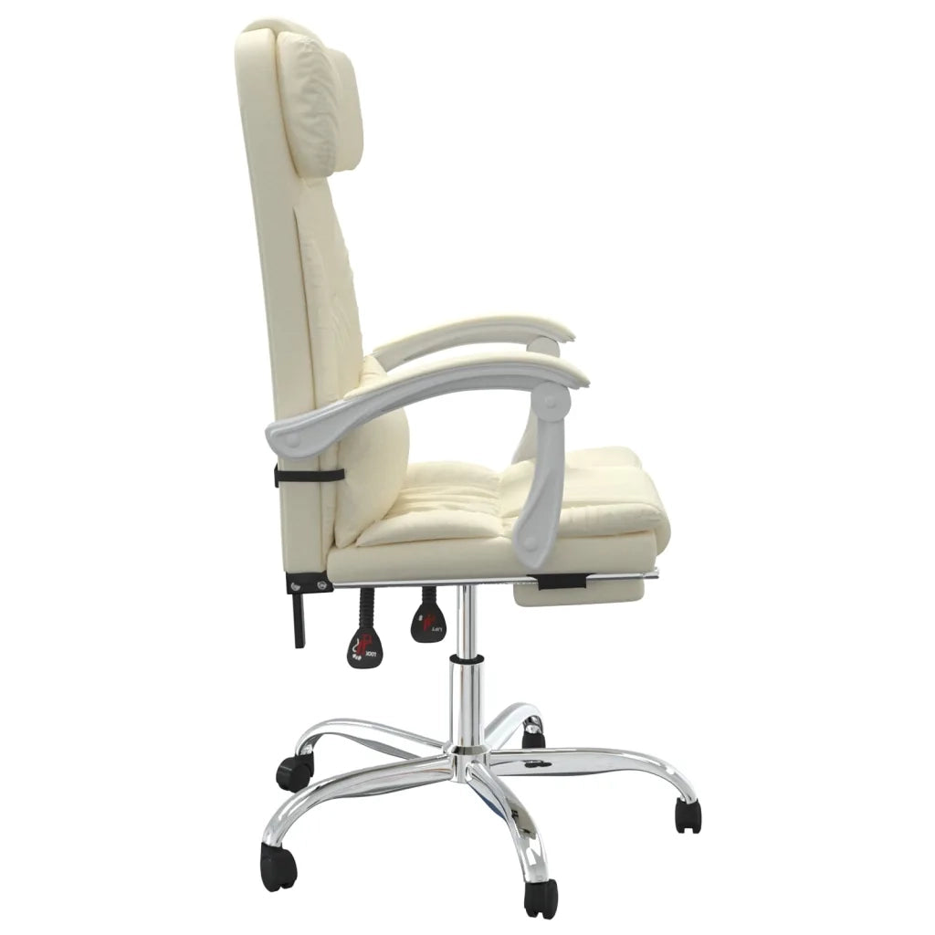 Poltrona da Ufficio Massaggiante Reclinabile Crema Similpelle 349746
