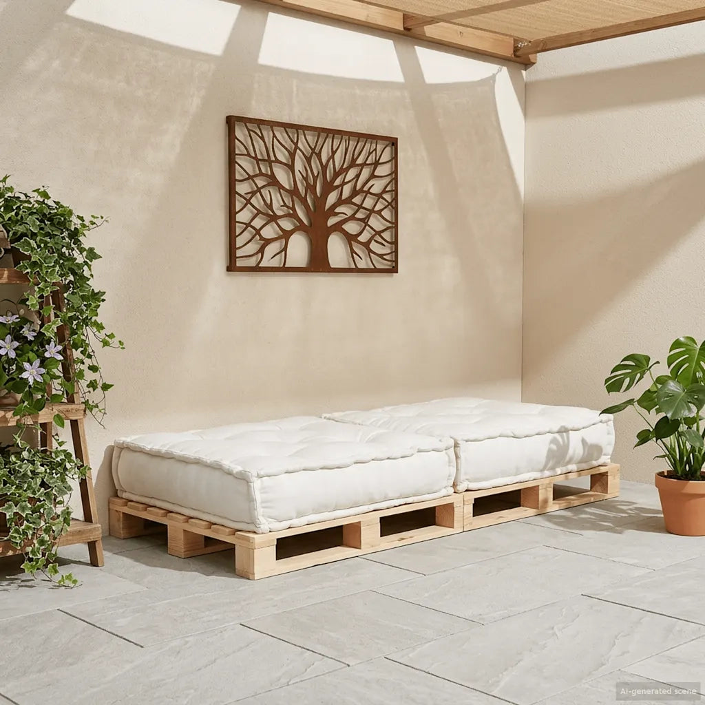 Divano Componibile Crema 70x70x36 in Tessuto 4019023