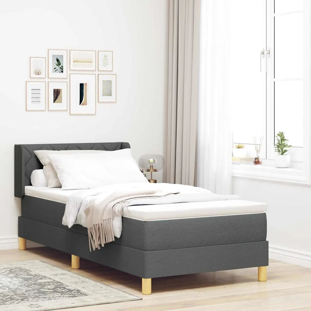 Letto a molle con materasso Grigio scuro 200 x 90 cm Tessuto 3341336