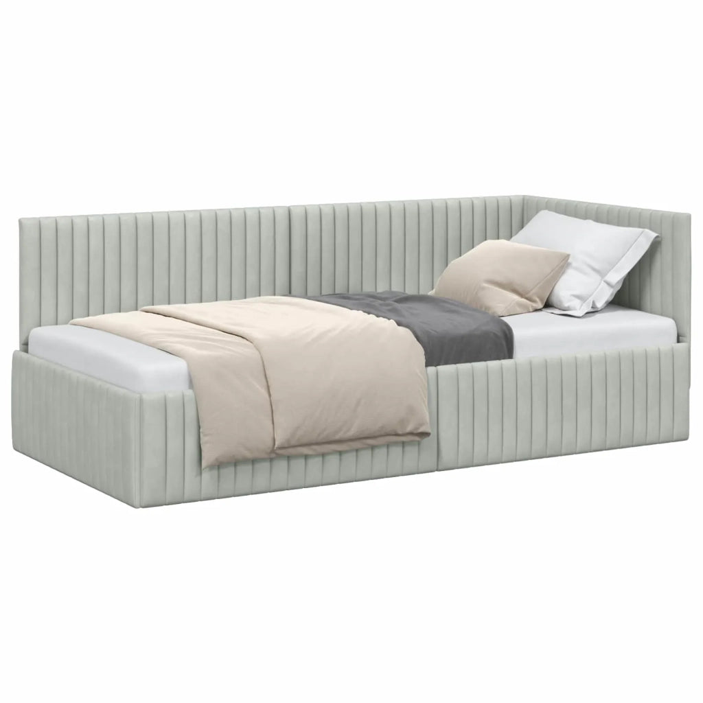 Cornice del letto ad angolo Grigio chiaro 90 cm x 190 cm 42016256
