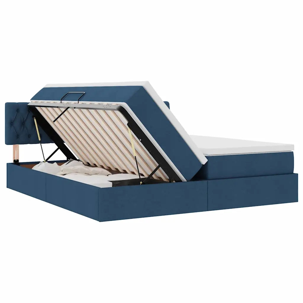 Letto con Contenitore Blu 180 x 200 cm Pelle Sintetica 3370942