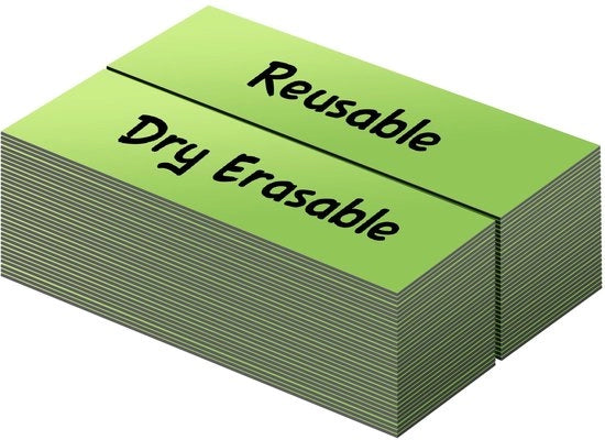 Etichette Magnetiche Bianche Descrivibili | 50 Pezzi | Blanco Magnetici Etichette Descrivibili, Riciclabili | Per Ufficio, Fai Da Te, Whiteboard, Colore Verde (DML0520GN) | 1,3 cm x 5 cm